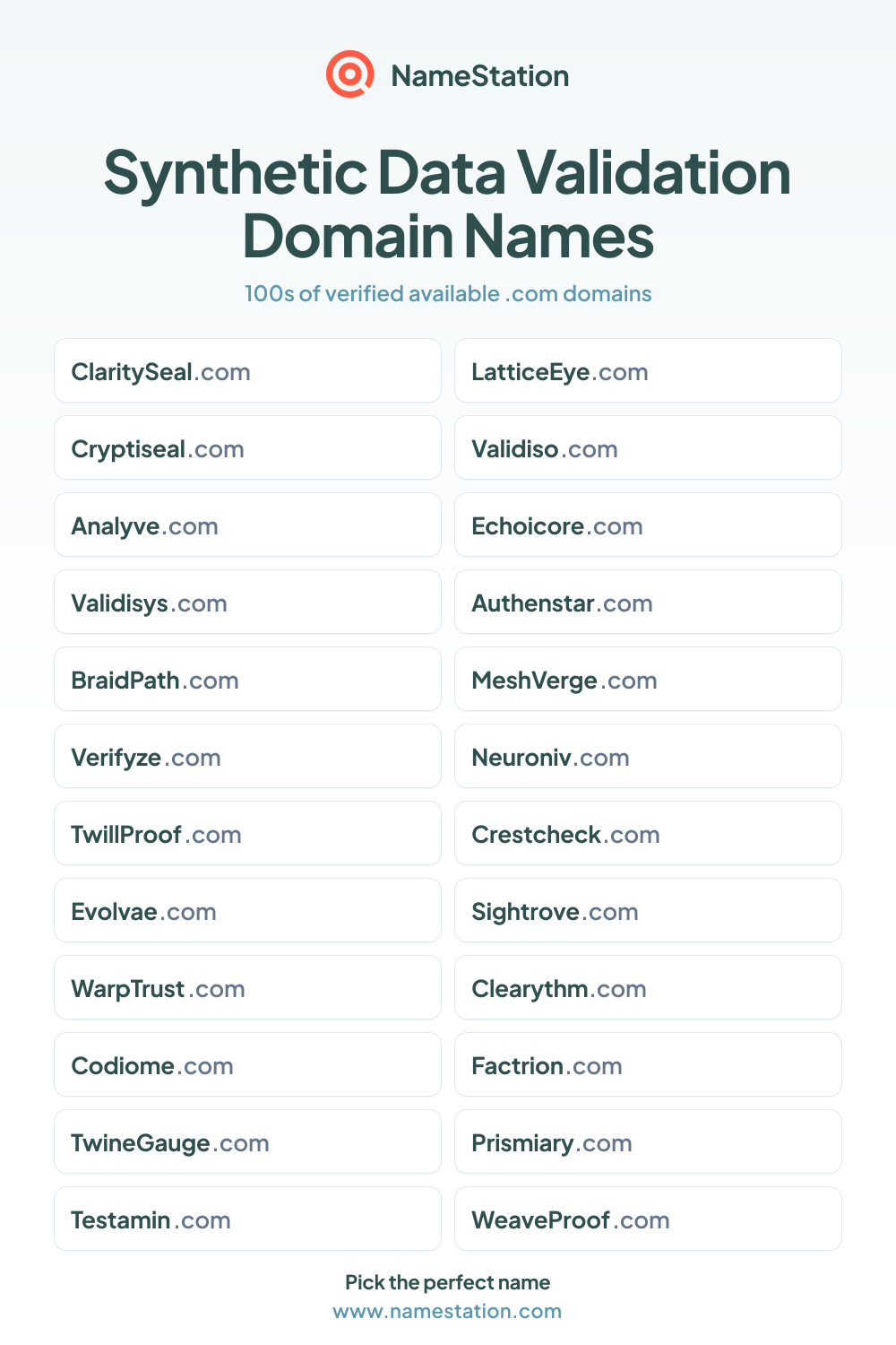 Synthetic Data Validation Domain Names