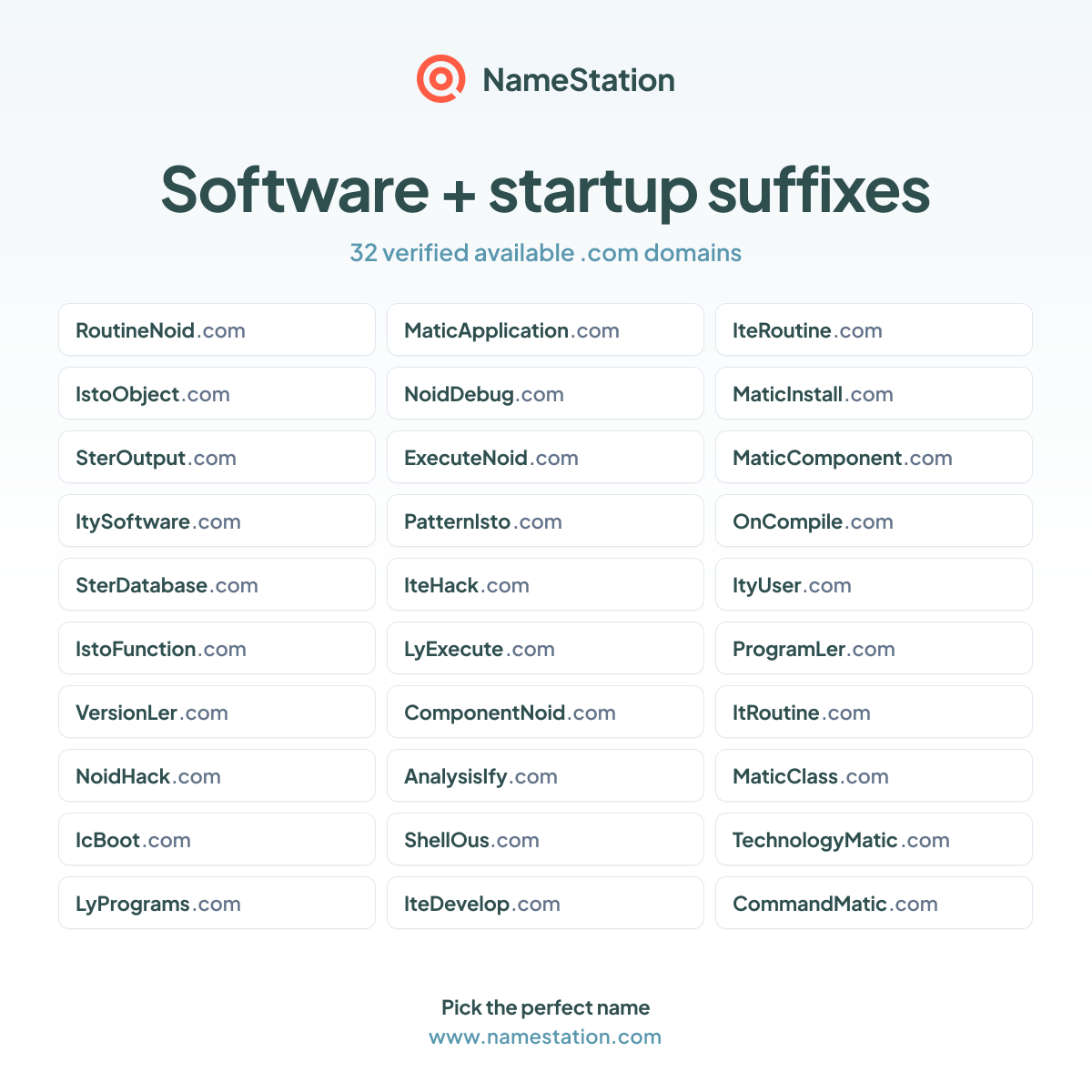 Software + startup suffixes