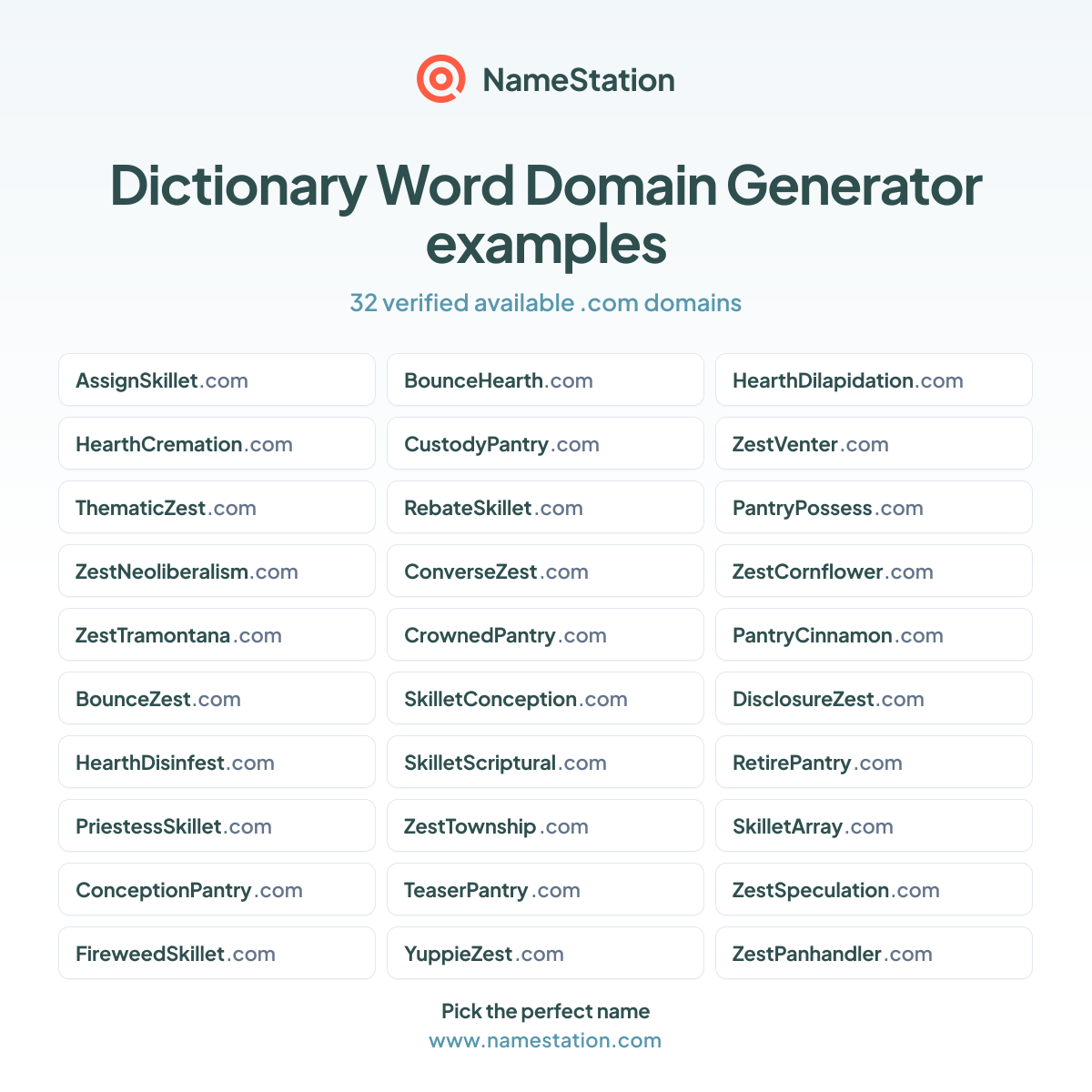 45 Dictionary Word Domain Generator examples