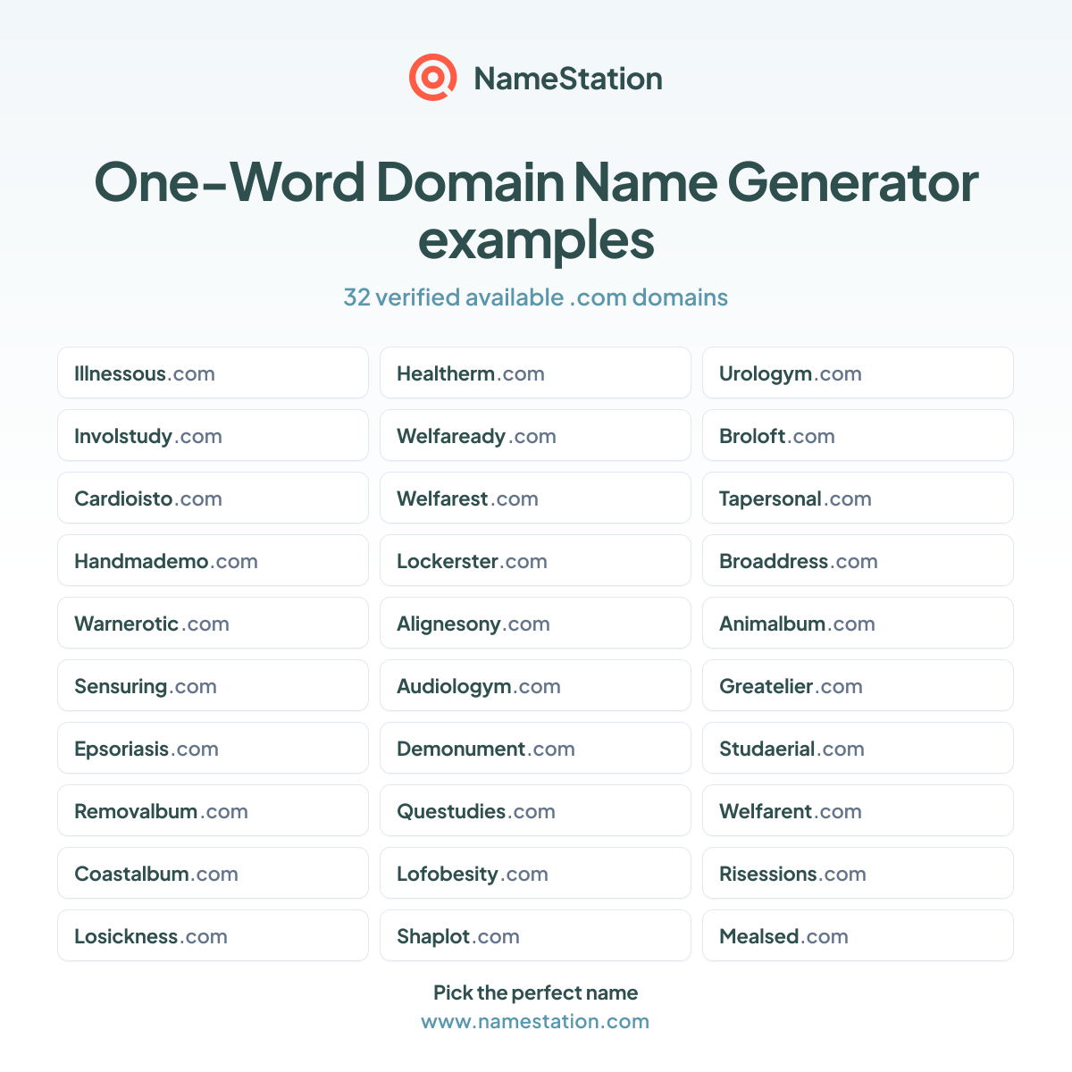 45 One-Word Domain Name Generator examples