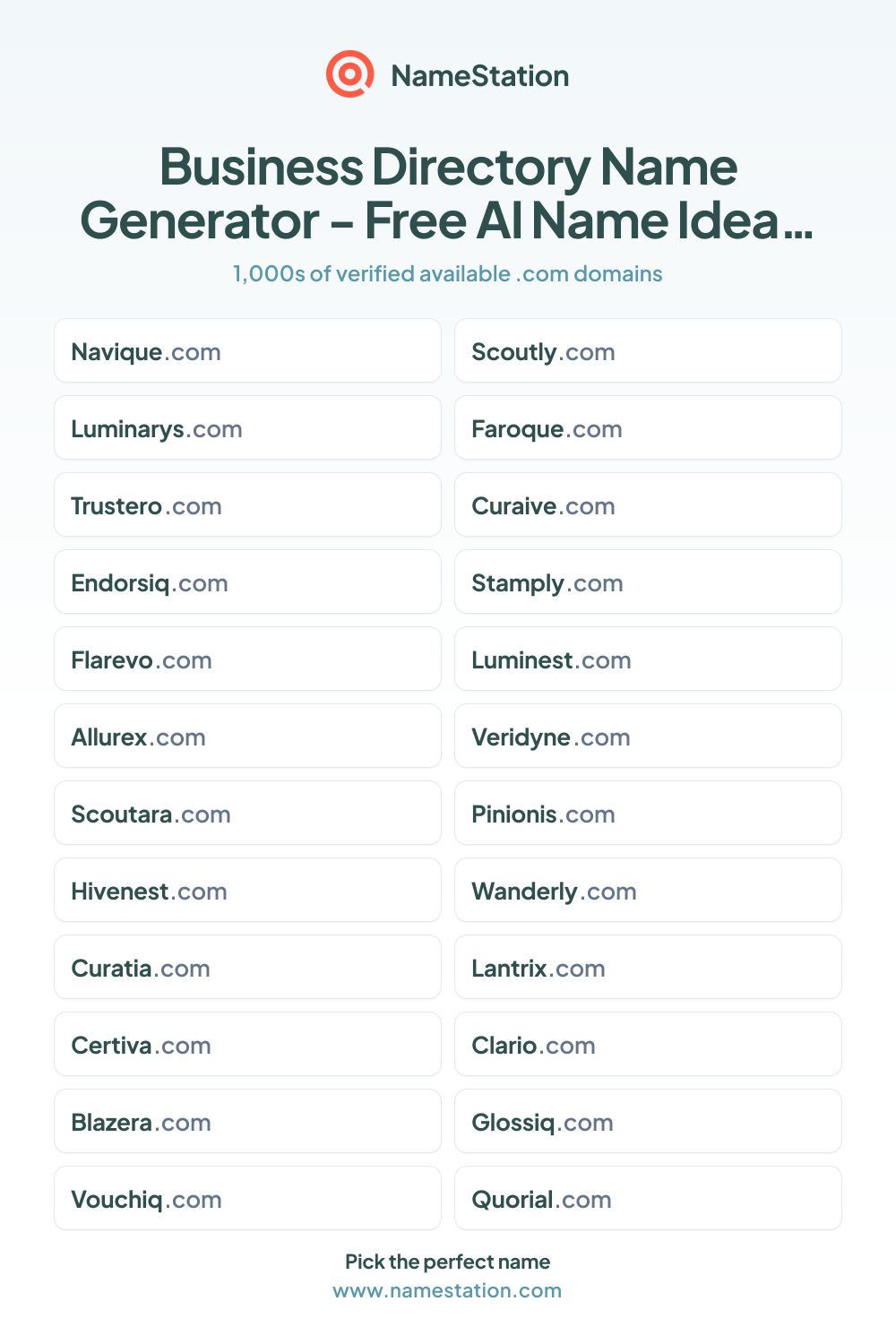 50+ Business Directory Name Generator - Free AI Name Ideas | NameStation