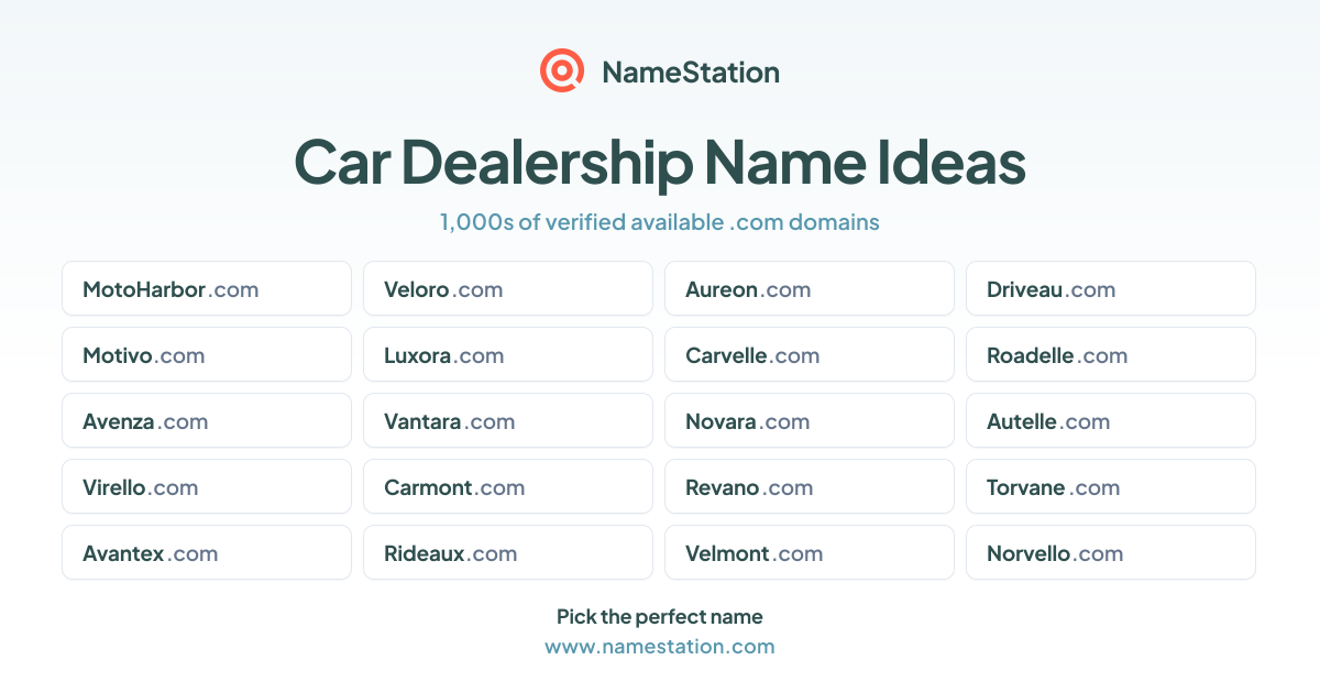 100+ Car Dealership Business Names | Name Ideas & Generator | NameStation