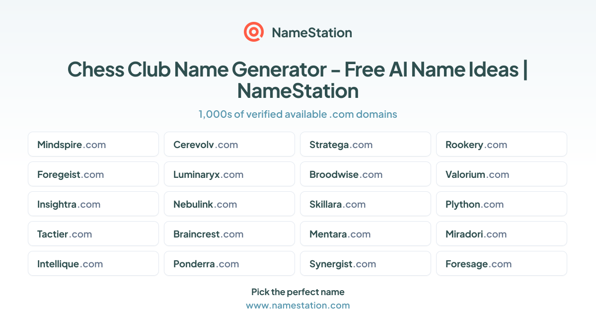 Chess Club Name Generator - Free AI Name Ideas | NameStation