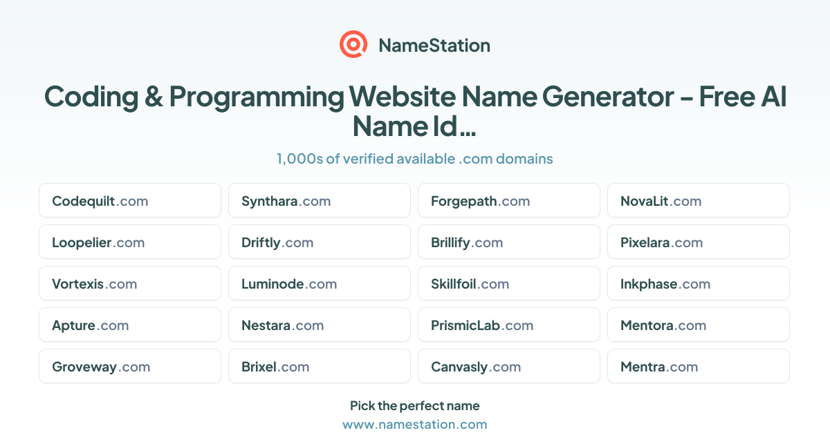 50+ Coding & Programming Website Name Generator - Free AI Name Ideas ...