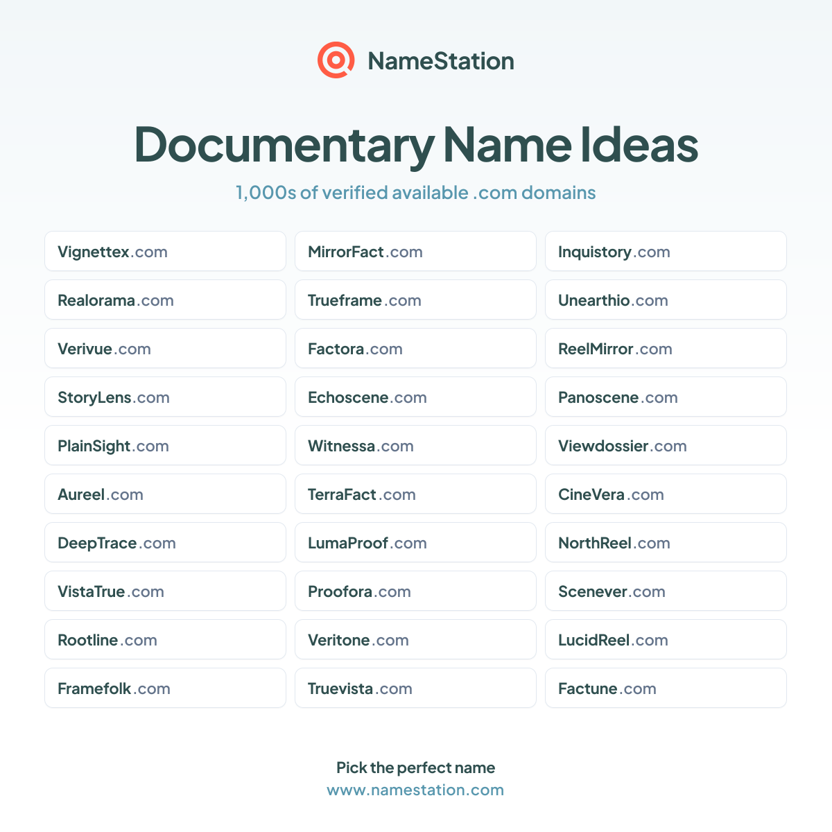 50+ Documentary Name Generator - Free AI Name Ideas | NameStation