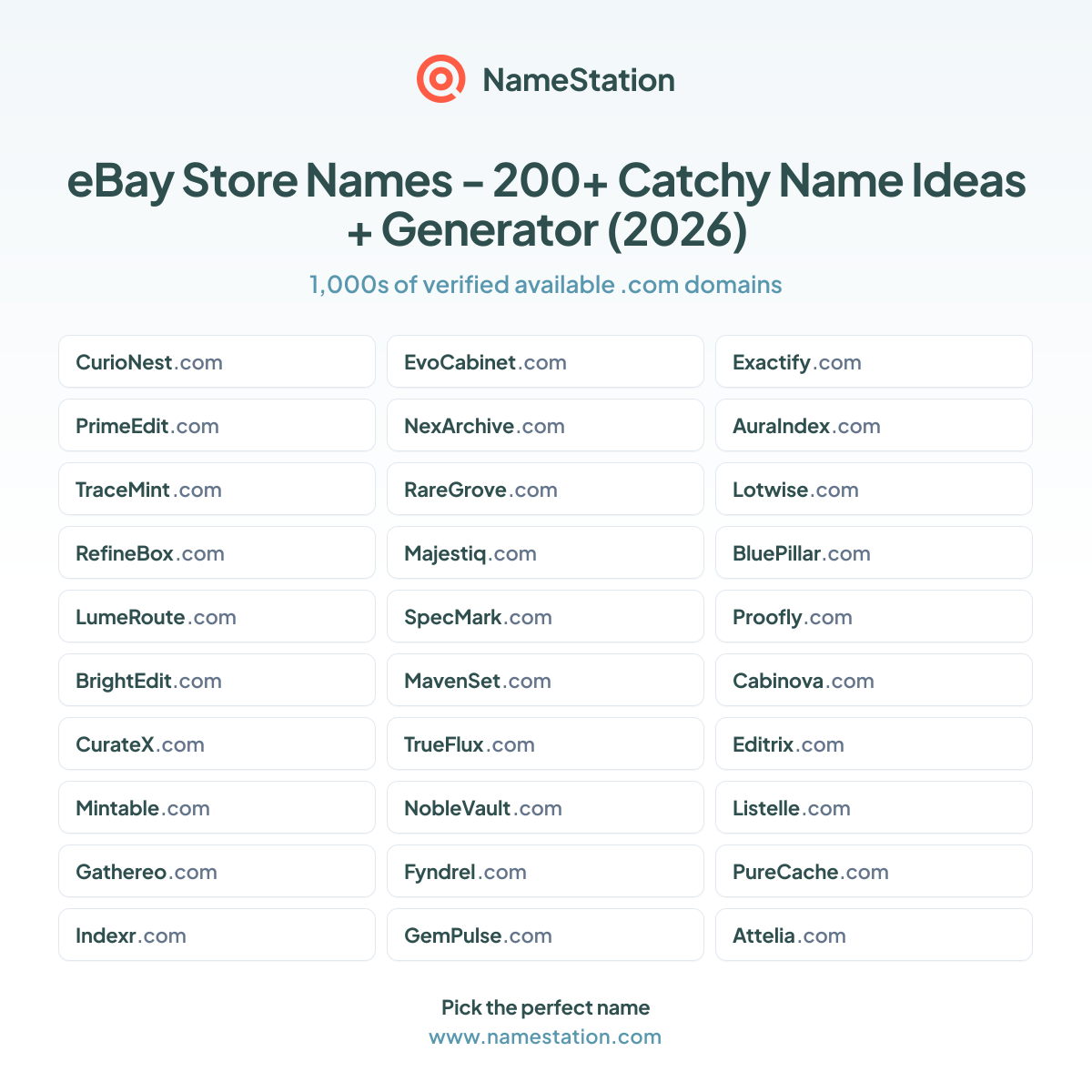eBay Store Names - 200+ Catchy Name Ideas + Generator (2026) | NameStation