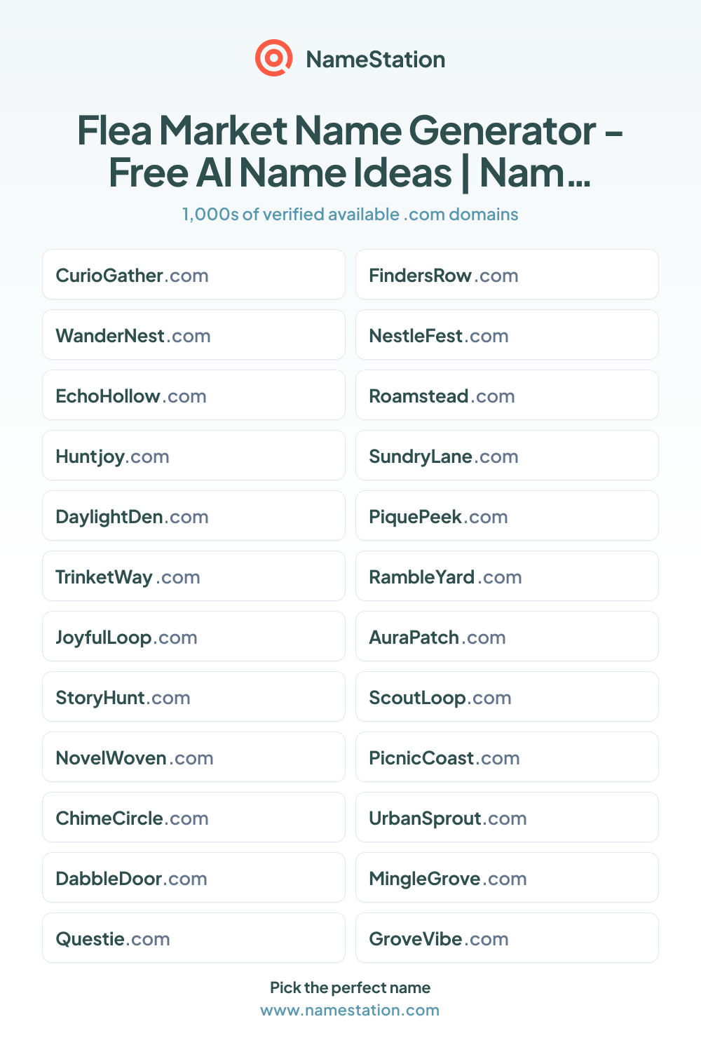 50+ Flea Market Name Generator - Free AI Name Ideas | NameStation