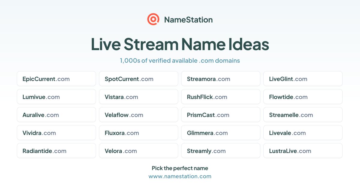 50+ Live Stream Name Generator - Free AI Name Ideas | NameStation