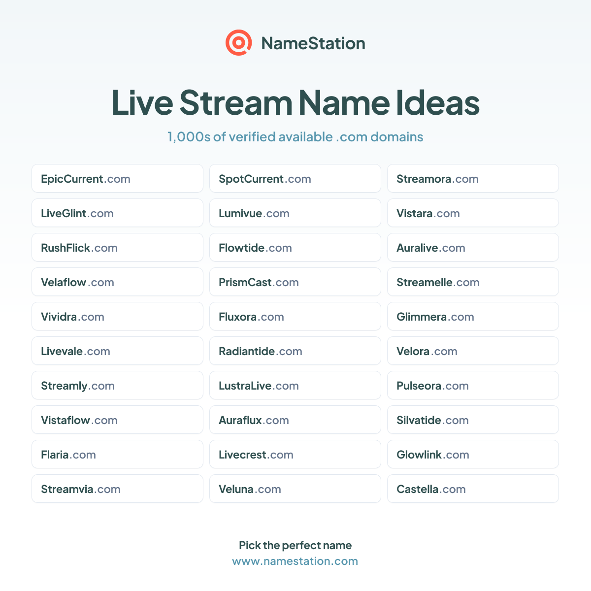 50+ Live Stream Name Generator - Free AI Name Ideas | NameStation