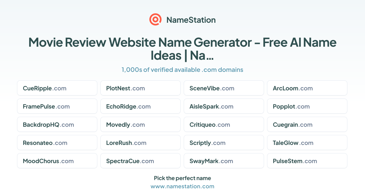 50+ Movie Review Website Name Generator - Free AI Name Ideas | NameStation