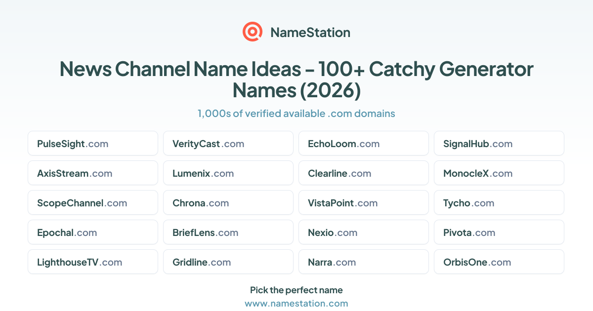 News Channel Name Ideas - 100+ Catchy Generator Names (2026) | NameStation