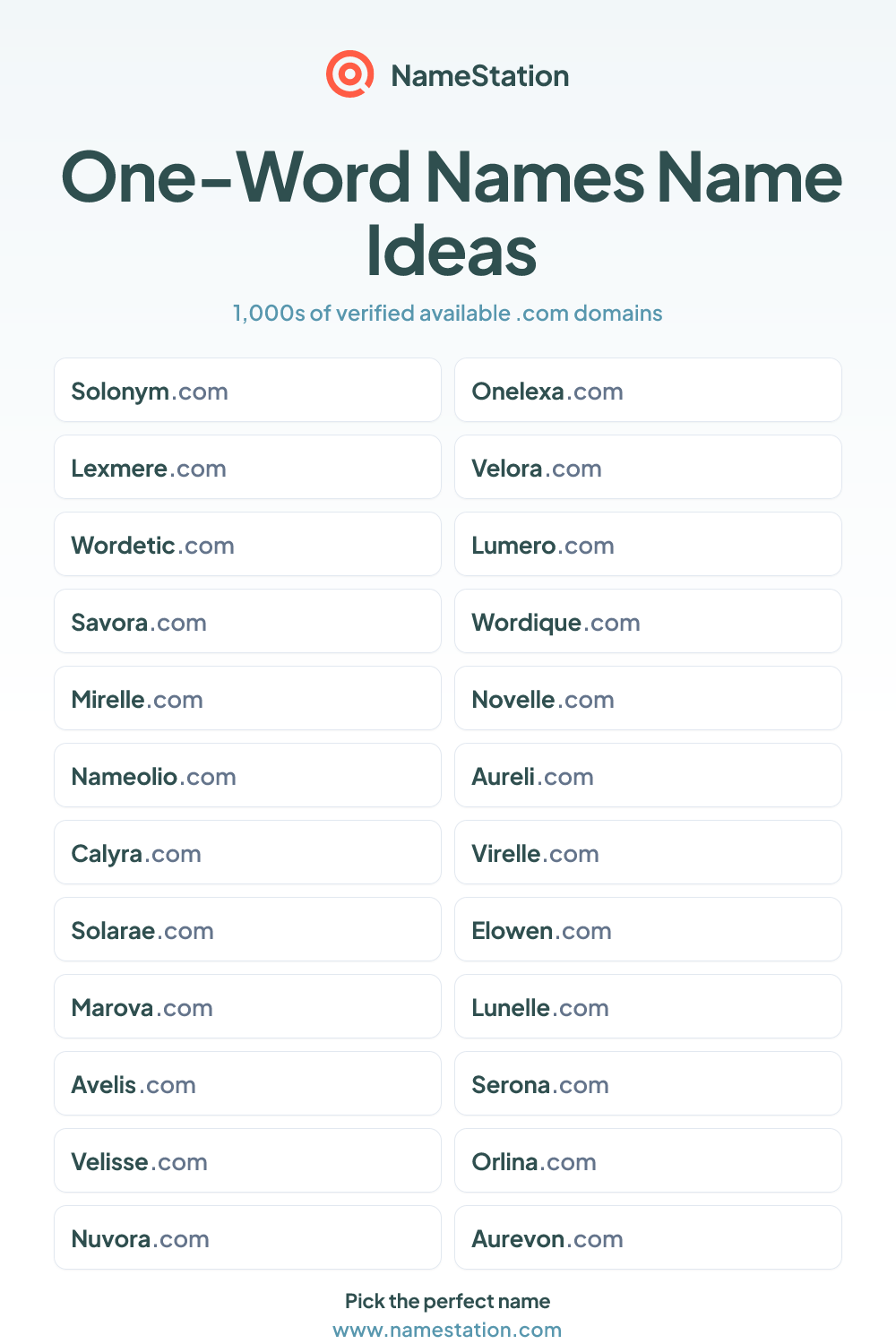 One-Word Names name ideas