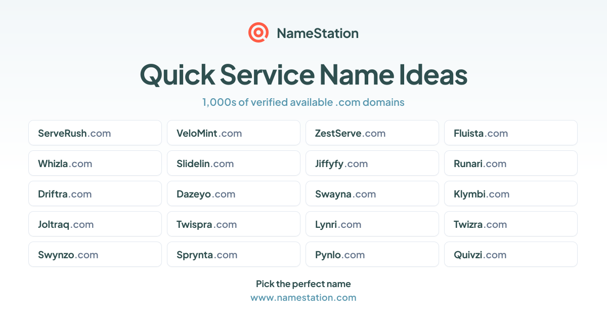 Quick Service Business Names | Name Ideas & Generator | NameStation
