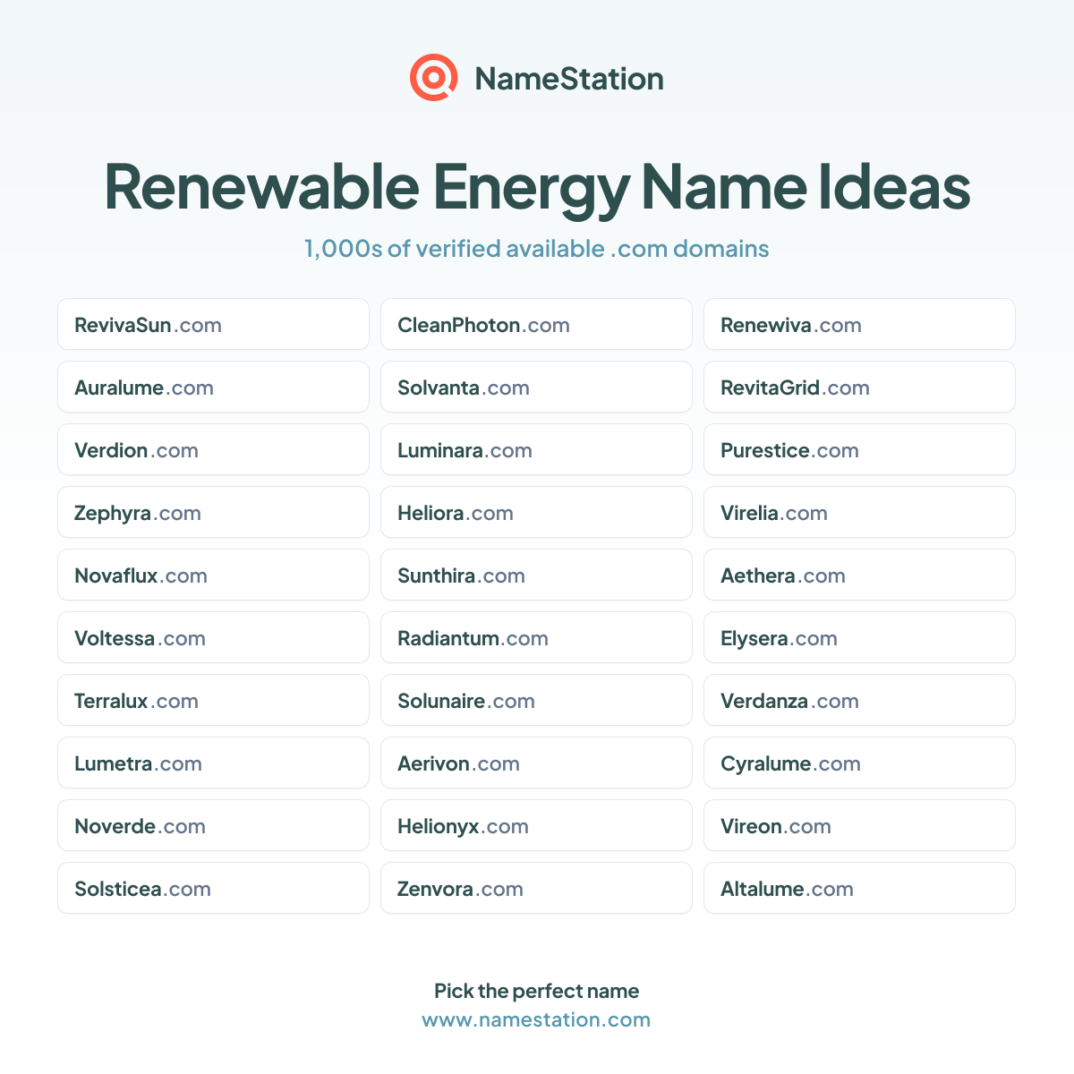 50+ Renewable Energy Name Generator - Free AI Name Ideas | NameStation