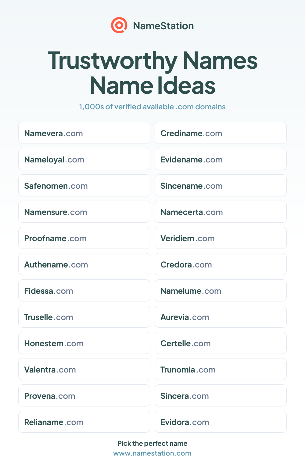 Trustworthy Names name ideas