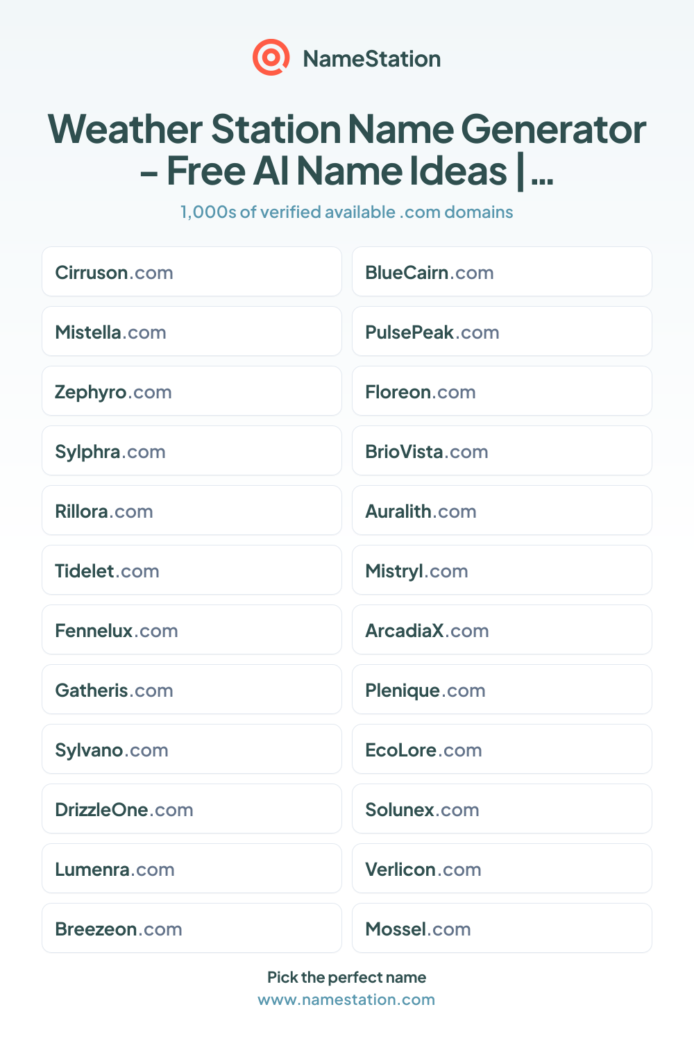 50+ Weather Station Name Generator - Free AI Name Ideas | NameStation